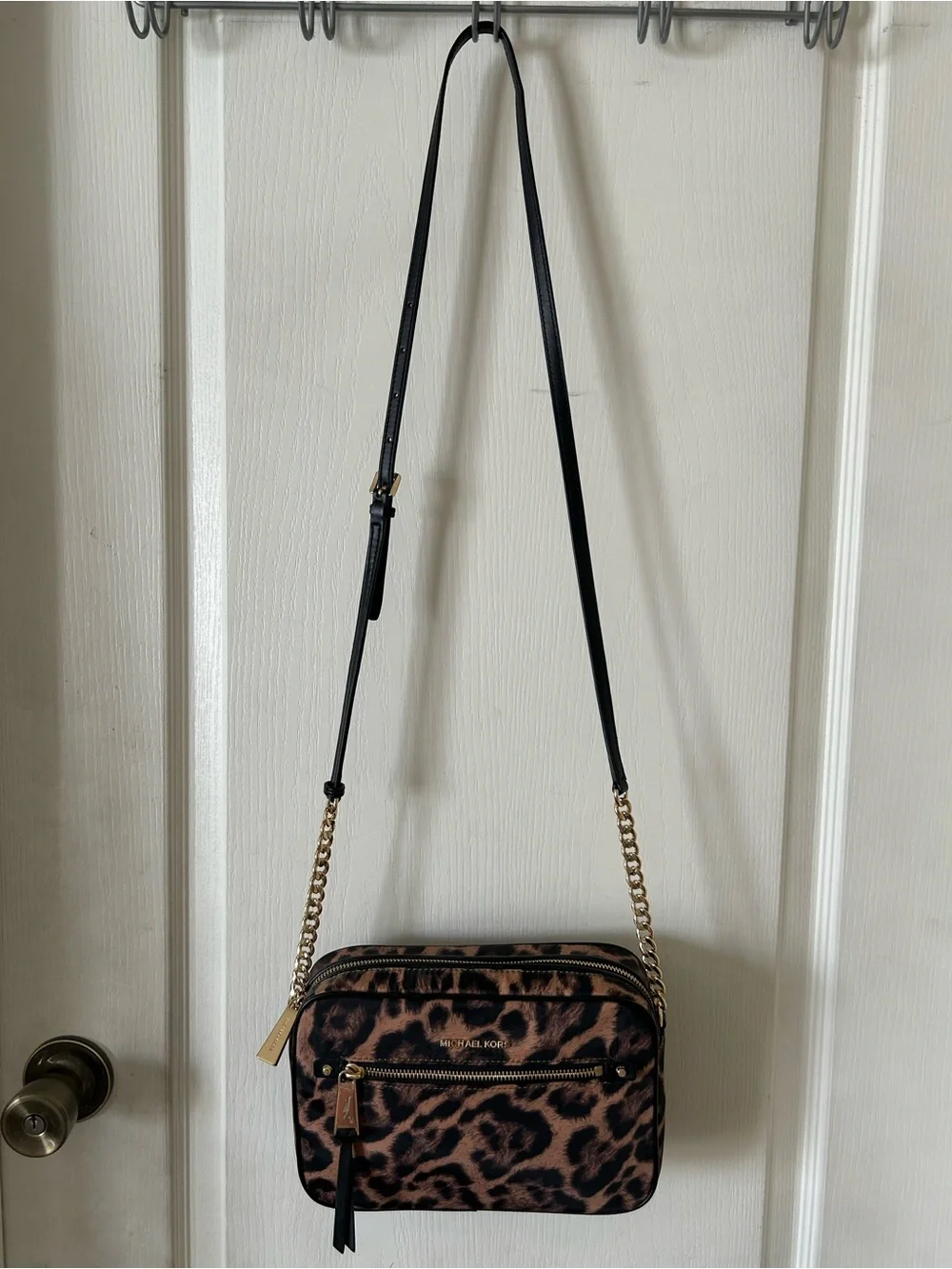 Michael Kors Brown & Black Leopard Print Crossbody Bag - Picture 1 of 8